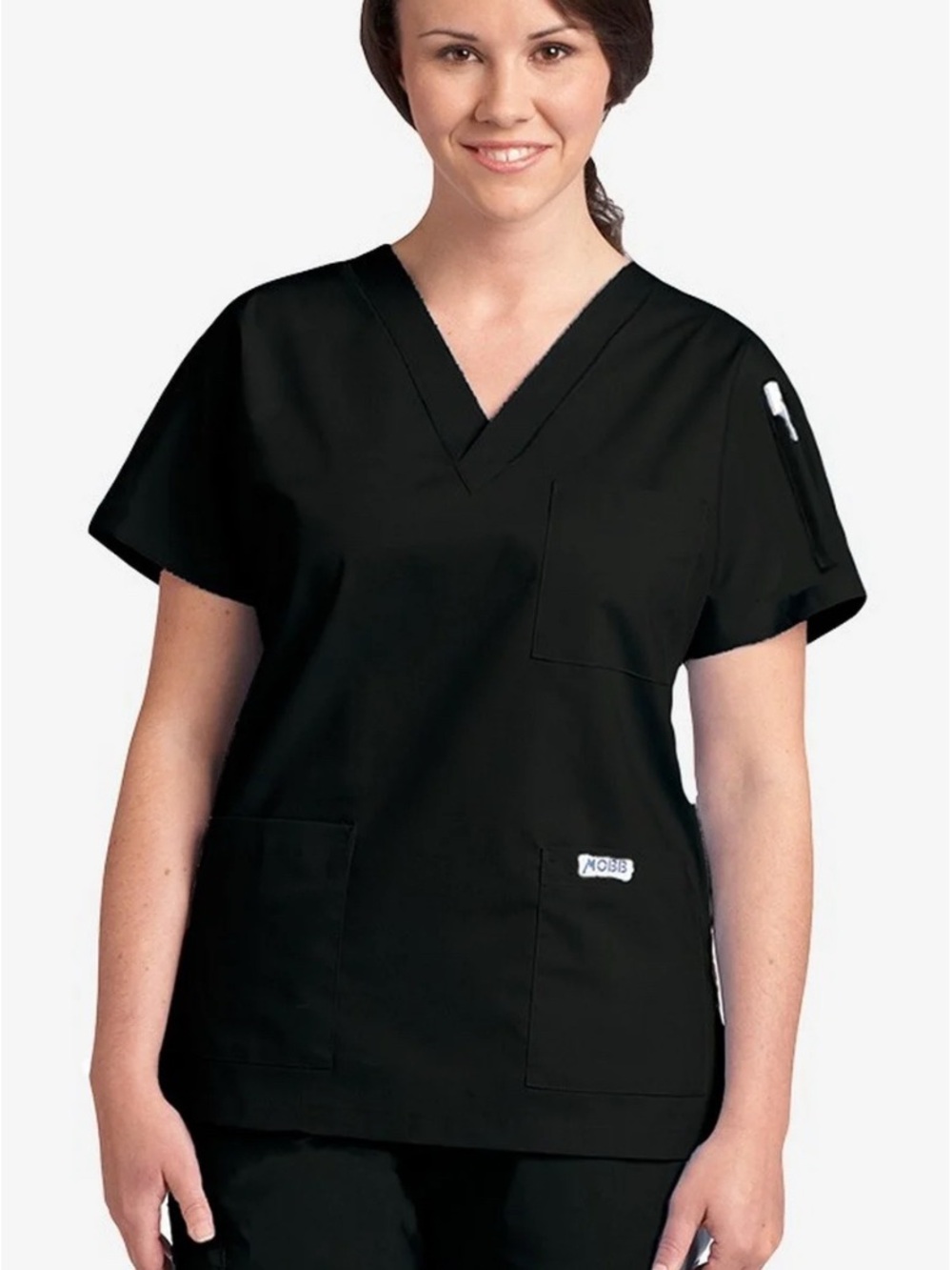 Women's Black MOBB V-Neck Medical Scrub Top XS